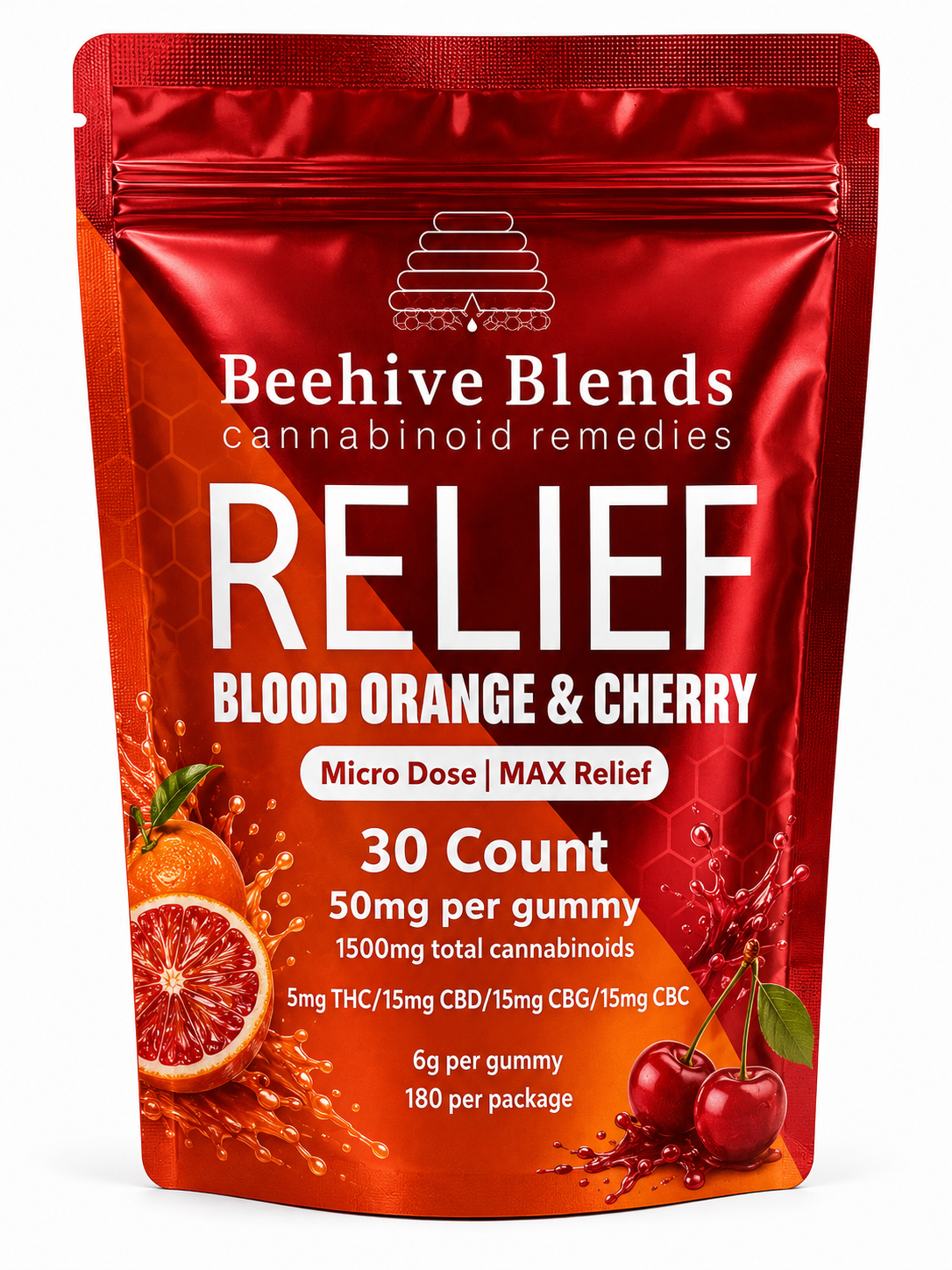 Beehive Blends Relief Mirco dos max relief gummies Blood Orange