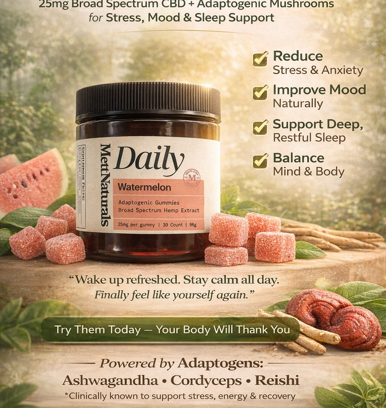 CBD Daily, Watermelon Adaptogenic Gummies
