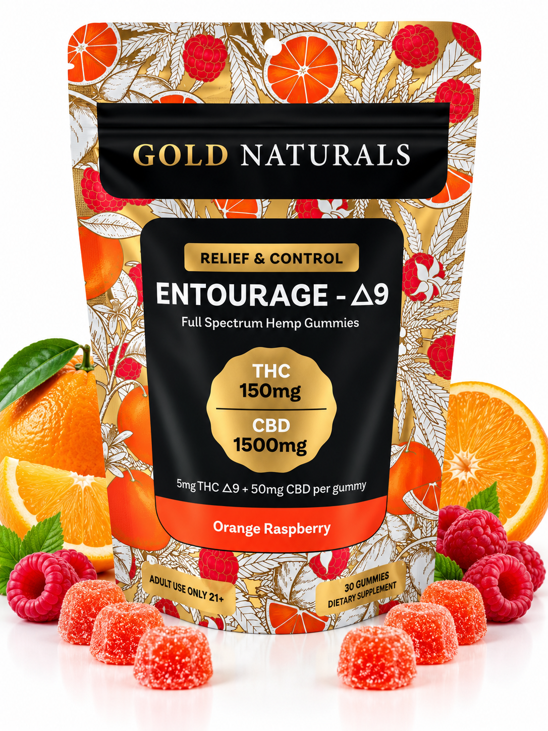 Gold Naturals  Entourage Orange Raspberry 30 count