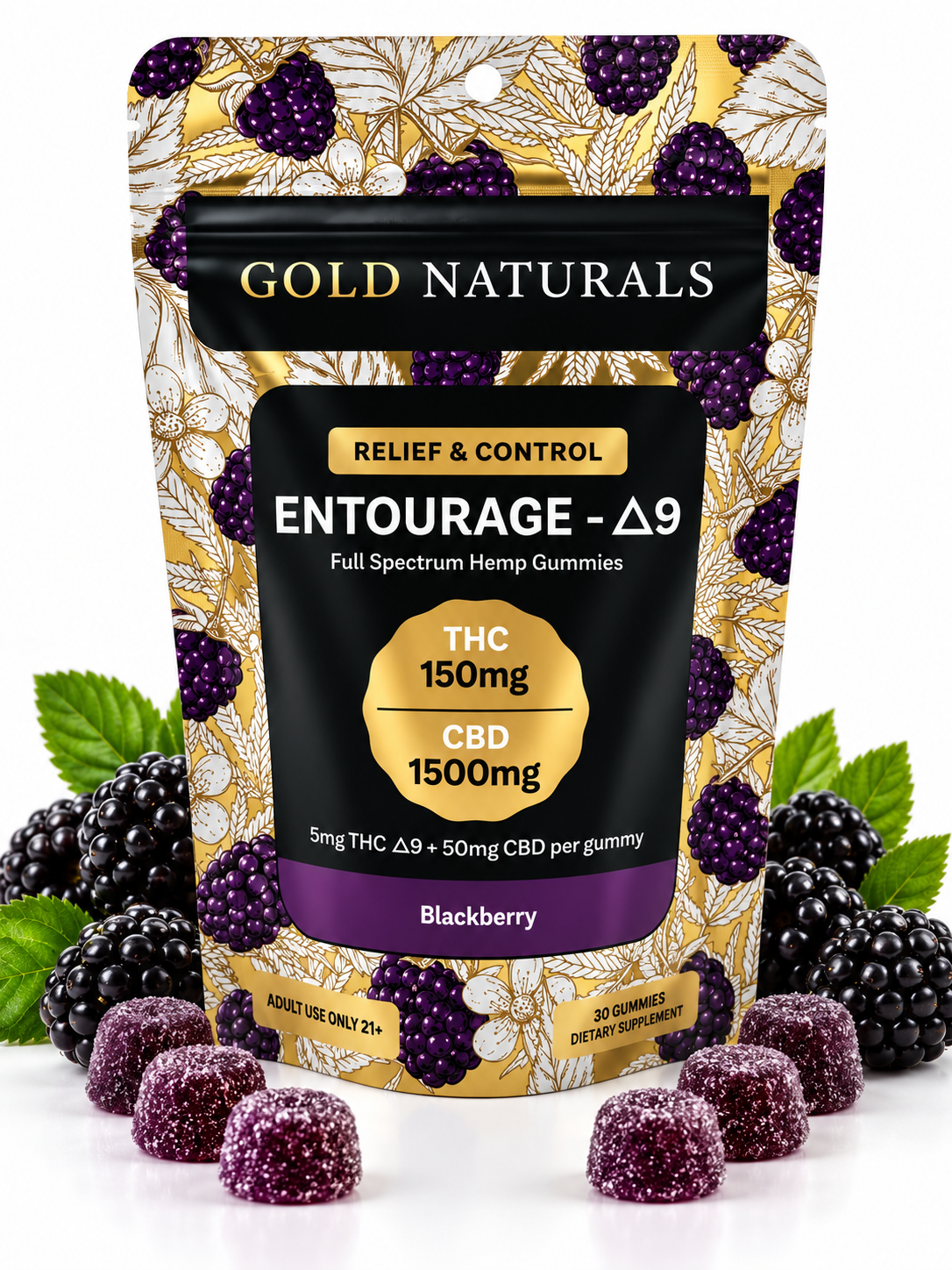 Gold Naturals Entourage gummies 30 count Blackberry