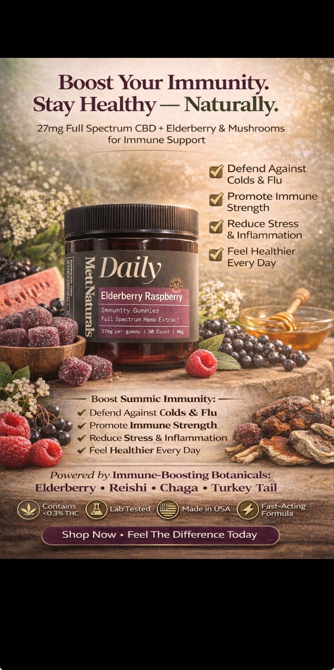 CBD Daily, Elderberry Raspberry Gummies