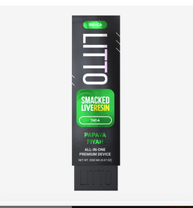 (NOT FOR UTAH)SMACKED Litto 2 gram live resin THCA disposable all in one Premium Device (Indica Papaya Fiyah)