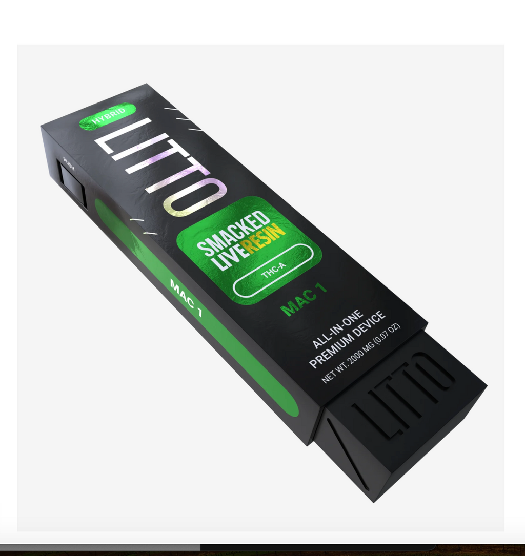 (NOT FOR UTAH)SMACKED Litto Live Resin THCA Mac 1 2 gram disposable All in one Premium device (HYBRID)