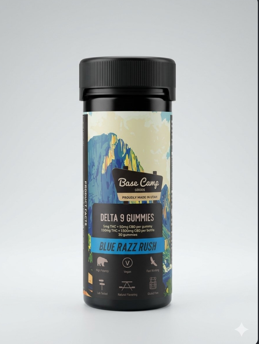 Base camp 5mg 30 count gummies (Blue razz rush)
